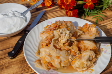 The cabbage rolls (Russian and Ukrainian cuisine)