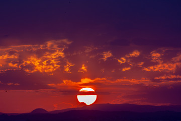 red sunset in the sky