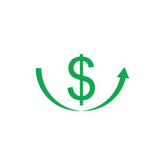 money dollar ribbon arrow up business decoration vector