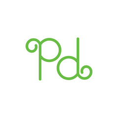 letter pd simple curl line logo vector