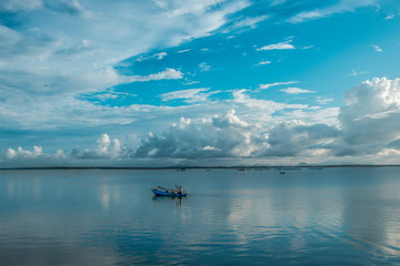boat on the lake in sri lanka