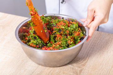 red peppers with aromatic herbs
