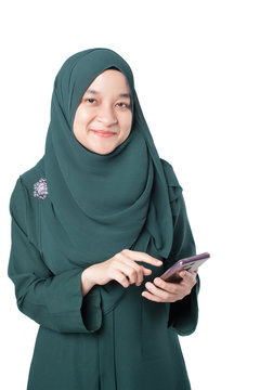 Malay Woman Using Mobile Phone