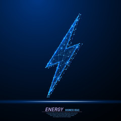 Abstract polygonal light design of lightning symbol.