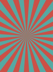 Sunlight retro narrow vertical background. Pale red, blue color burst background.