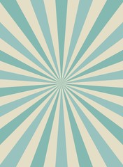 Sunlight retro narrow vertical background. Pale blue and beige color burst background.