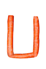 Buchstaben aus Karotten gebildet