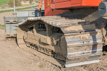 Kettenantrieb eines Bulldozer im Detail