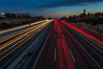 Light trails on the highway