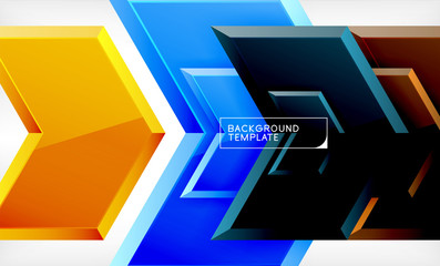 Shiny glossy arrows background, clean modern geometric design, futuristic composition