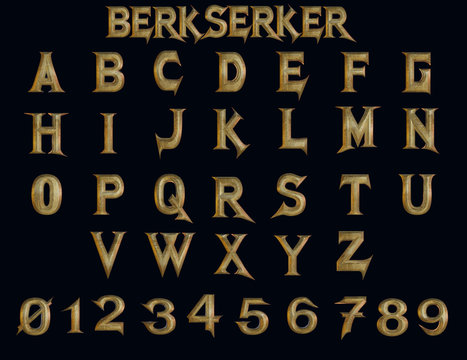 Berserker fantasy alphabet - 3D Illustration