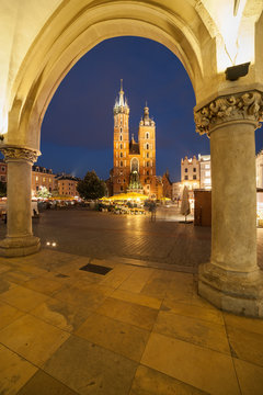 Old Town Main Square at Night in Krakow