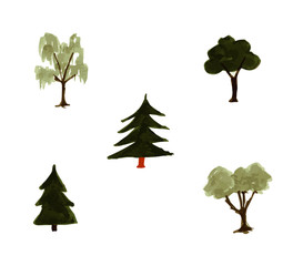 Watercolor seamless forest trees pattern