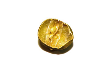 Expired lime lemon on white isolated background