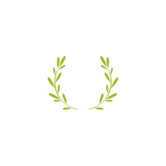 Green Laurel Wreath Icon. Vector Flat illustrationisolated on white.