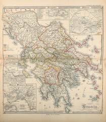 Naklejka premium Old map. Engraving image