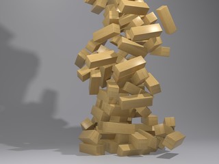Wooden tower puzzle blocks - 3D illustration