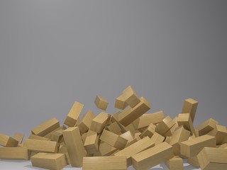 Wooden tower puzzle blocks - 3D illustration