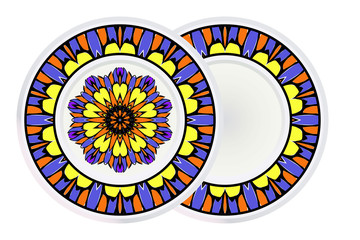 Set of Circle Floral Pattern and frame. Hand Draw Mandala. Decorative Elements. Vector Illustration. Anti-Stress Therapy Pattern