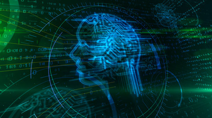 Fototapeta premium Artificial intelligence with cyber head symbol