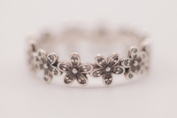Selective focus close up ring on isolate white background.