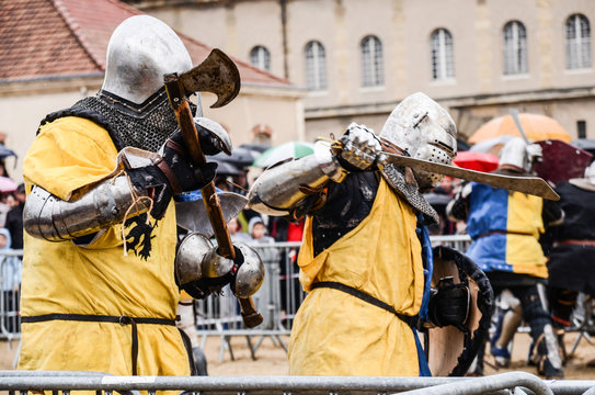 Behourd Medieval Knight Fighting, Paris, France - 05-28-2016