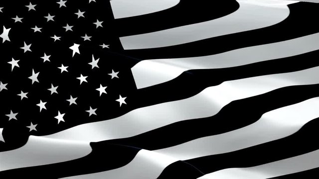 Black and white flag Closeup 1080p Full HD 1920X1080. economic struggle, inequality, mourning, recession concept flag enforcement symbol. American Flag with freedom of speech and expression concept