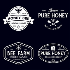 Obraz premium Vector honey vintage logo and icons for honey products, apiary and beekeeping branding and identity.