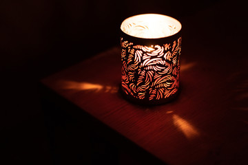 Candle in a table lantern