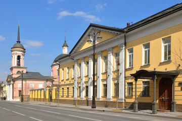 Fototapeta na wymiar Bolshaya Ordynka Street (Ordynka Large Street) with ancient buildings Moscow, Russia