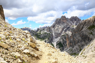 lakes and mountain paterno - Natural park Tre Cime di Lavaredo, alps, dolomites, Italy