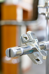 Mount for glass shelves or wood. Furniture accessories. Fasteners for furniture, shelves of different materials.