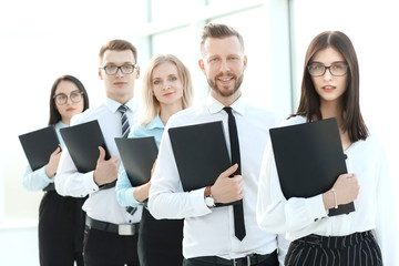 close up. young employees standing in line for an interview