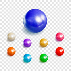 Vector Set of Realistic 3D Spheres, Pearls Isolated, Design Elements Collection.