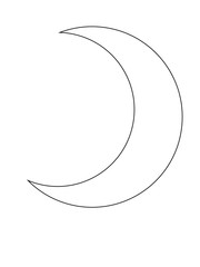 Crescent moon outline. The month of the Muslim symbol. Vector moon for coloring.