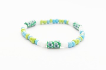 Glass Beads Bracelet on White Background, Isolated Beads Bracelet on White Background, Glass Beads Bracelet, Jewelry making, Jewellery Design, Handmade Jewelry, Handmade Beads Bracelet