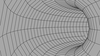 Abstract tunnel. Vector wormhole. 3D corridor mesh.