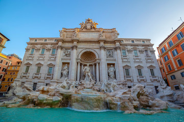 Fototapeta na wymiar Trevi Fountain, the baroque fountain in Rome, Italy