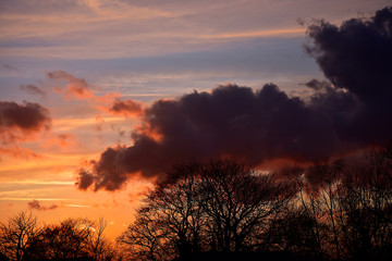 Fototapeta na wymiar Dramatic Spring Equinox Sunset over Burnley in the north of England