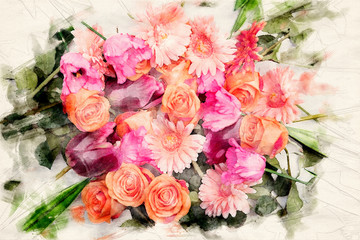 stunning mix of roses,gerberas and tulips