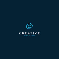 cloud photography logo template design, Cloud camera eye logo. Photo video control icon