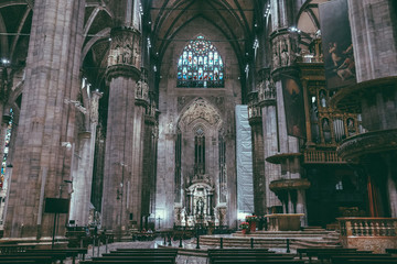 Obraz premium Panoramic view of interior of Milan Cathedral (Duomo di Milano)