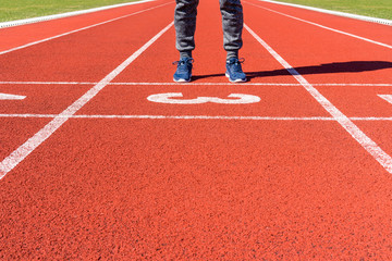Runner feet on the starting line