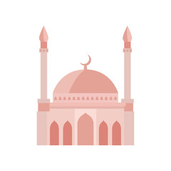 Mosque building beige color vector illustration. Vector illustration on white background