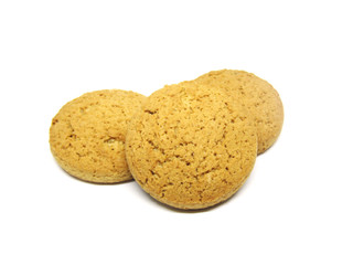 Oatmeal cookies on white background. Homemade cake