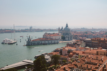 Panoramic view of Venice city and Basilica di Santa Maria della Salute