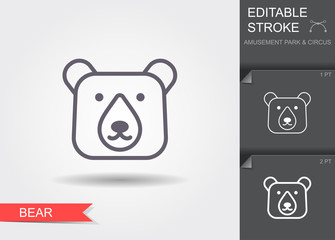 The head of the bear. Line icon with shadow and editable stroke