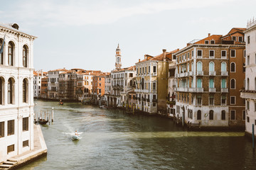 Panoramic view of Grand Canal (Canal Grande) from Rialto Bridge