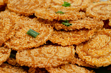 Thai Fried cracker,Snack made of rice, dried and Deep fried in oil. 