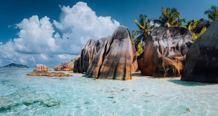 Anse Source d'Argent - Dreamlike, paradise beach with unique bizarre granite boulders, shallow...